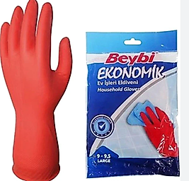BEYBİ Ekonomik Large 9 - 9,5 Bulaşık Eldiveni - Kırmızı