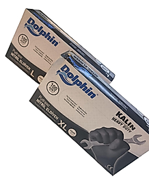 DOLPHİN Siyah Ekstra Kalın Nitril Eldiven