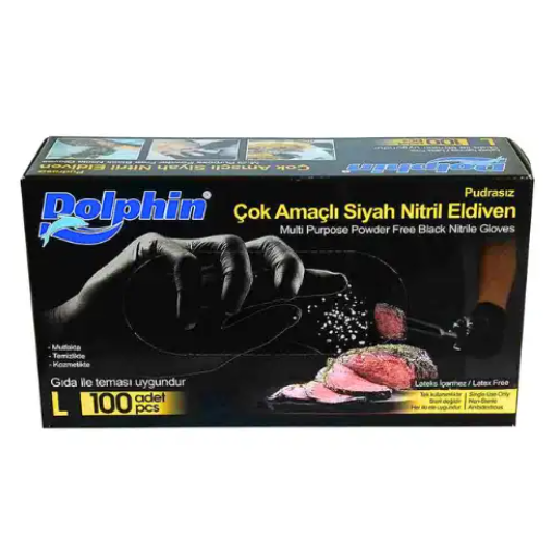 Dolphin Çok Amaçlı Siyah Nitril Eldiven