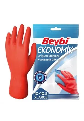 BEYBİ Ekonomik XLarge 10 - 10,5 Bulaşık Eldiveni - Kırmızı